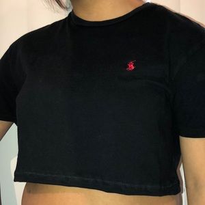Polo Black & Red Logo Crop Top Size Small